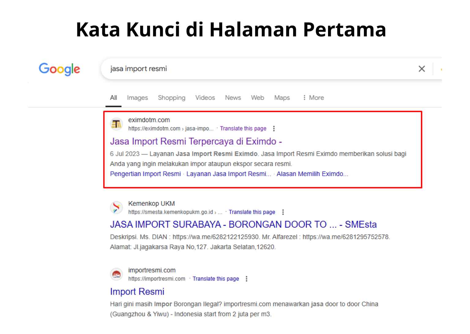 Portfolio dan Studi Kasus SEO Eximdo Trisan Makmur
