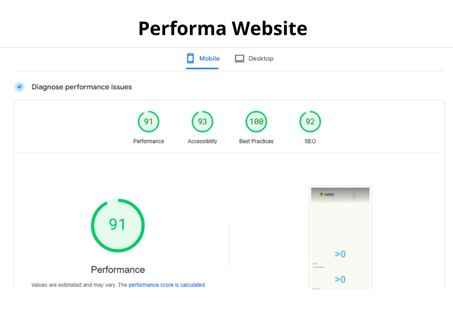 Performa Website Eximdo