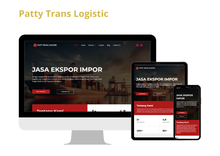 Portfolio dan Studi kasus desain web patty trans logistic